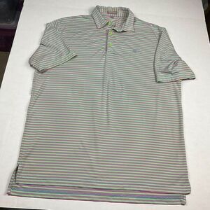 Peter Millar Summer Comfort Golf Polo Shirt Striped Short Sleeve Stretch Large
